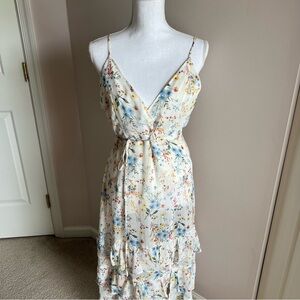 Fashion Nova Ivory Floral Midi Dress